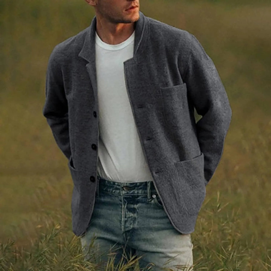 Men's Casual Blazer - Versatile Grey Tailored Jacket | Autumn - Dark Grey