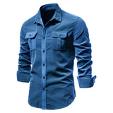 Men's Casual Button-Up Shirt - Classic Regular Fit | Autumn - Blue