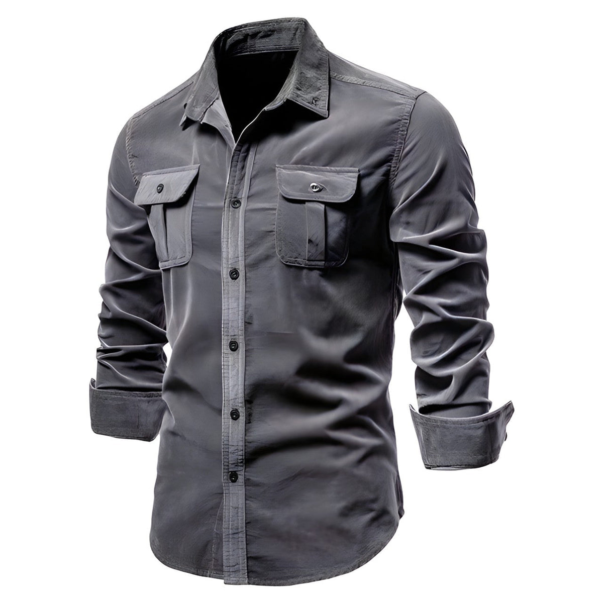 Men's Casual Button-Up Shirt - Classic Regular Fit | Autumn - Charcoal