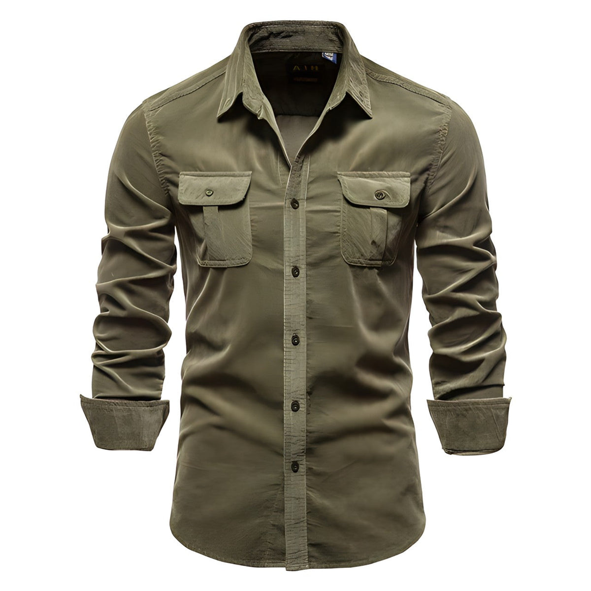 Men's Casual Button-Up Shirt - Classic Regular Fit | Autumn - Olive Green