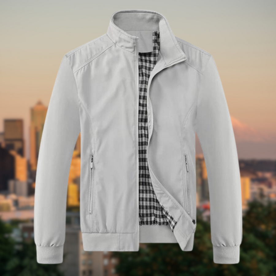 Men's Casual Jacket with Plaid Lining - Lightweight Versatile Blazer - Grey