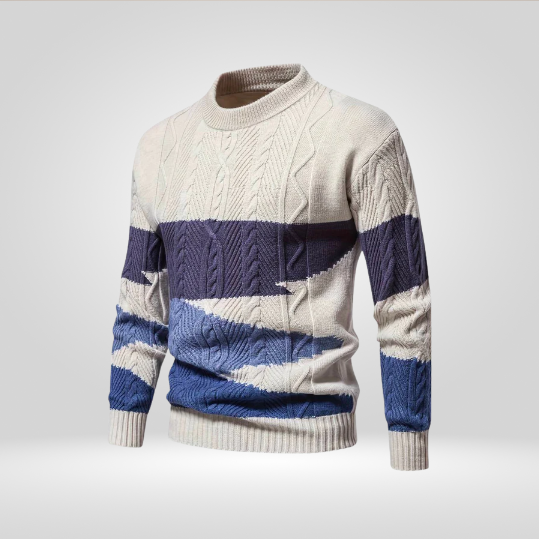 Men's Casual Knit Sweater | Color Block | Autumn