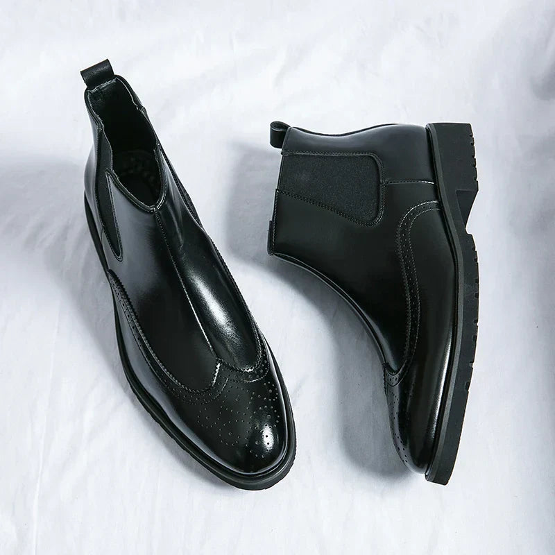Men's Chelsea Boots | Glossy Leather | Classic | Winter - Black