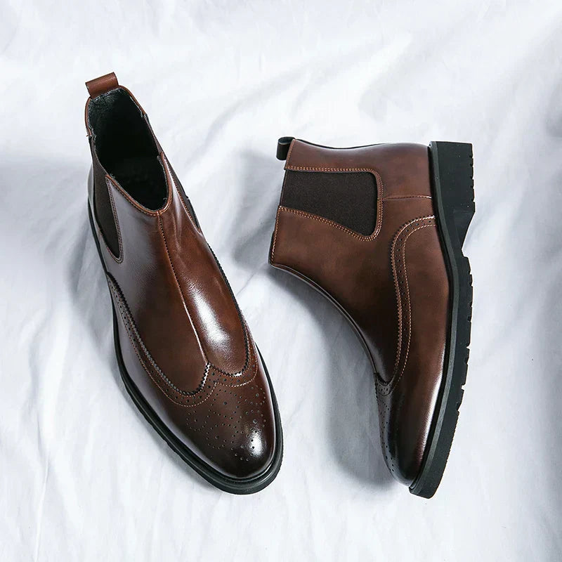 Men's Chelsea Boots | Glossy Leather | Classic | Winter - Brown