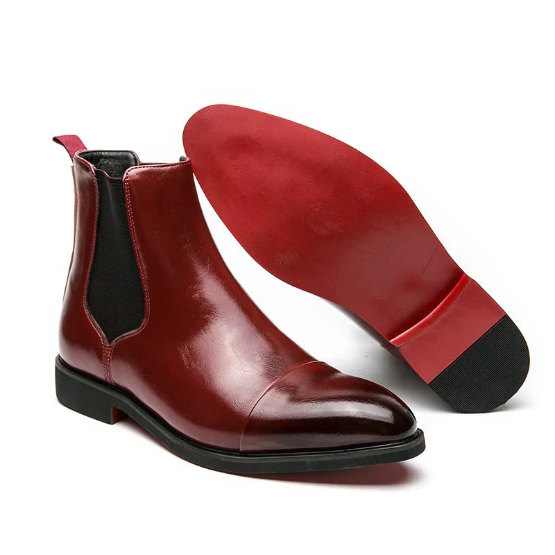 Men's Chelsea Boots | Glossy Red Sole | Winter - Red
