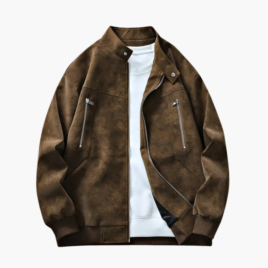 Men's Chest Pocket Bomber | Full Zip | Winter - Brown