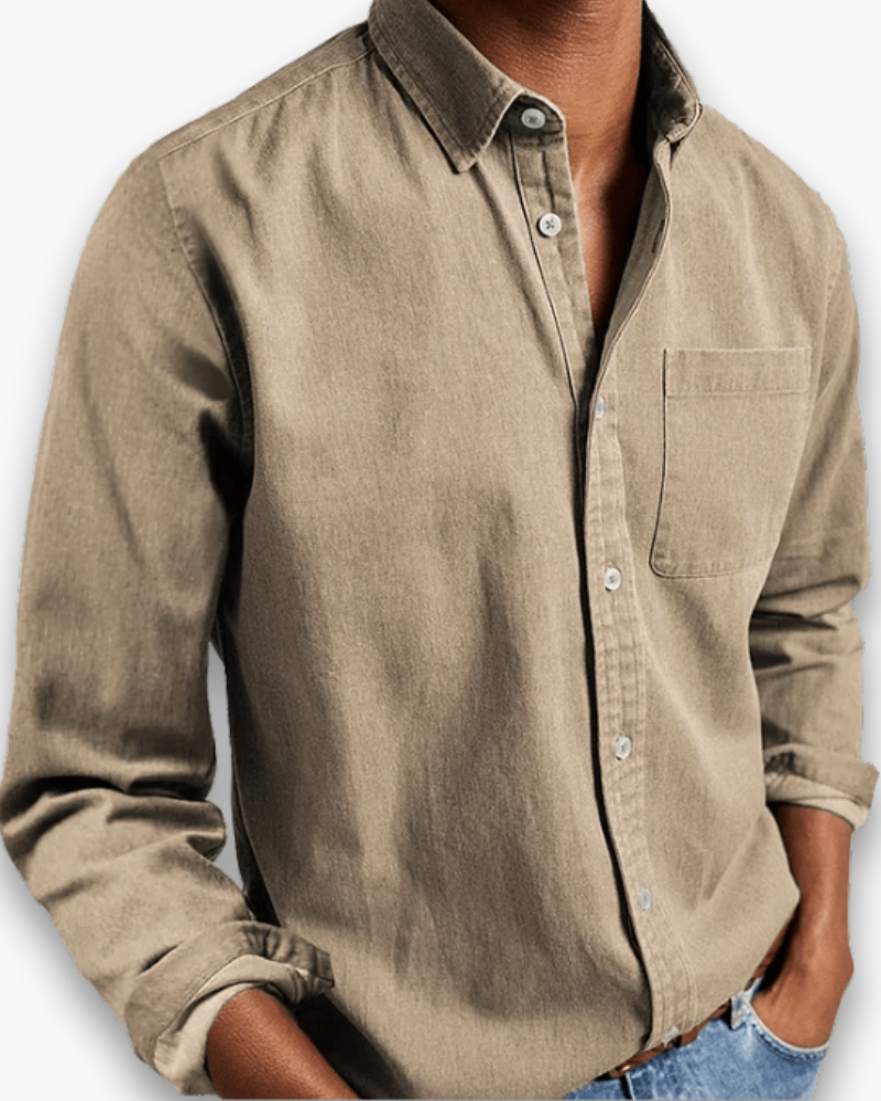 Men's Classic Button-Up Shirt - Relaxed Fit | Autumn - Khaki