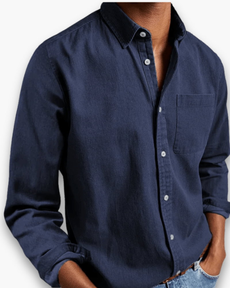 Men's Classic Button-Up Shirt - Relaxed Fit | Autumn - Navy