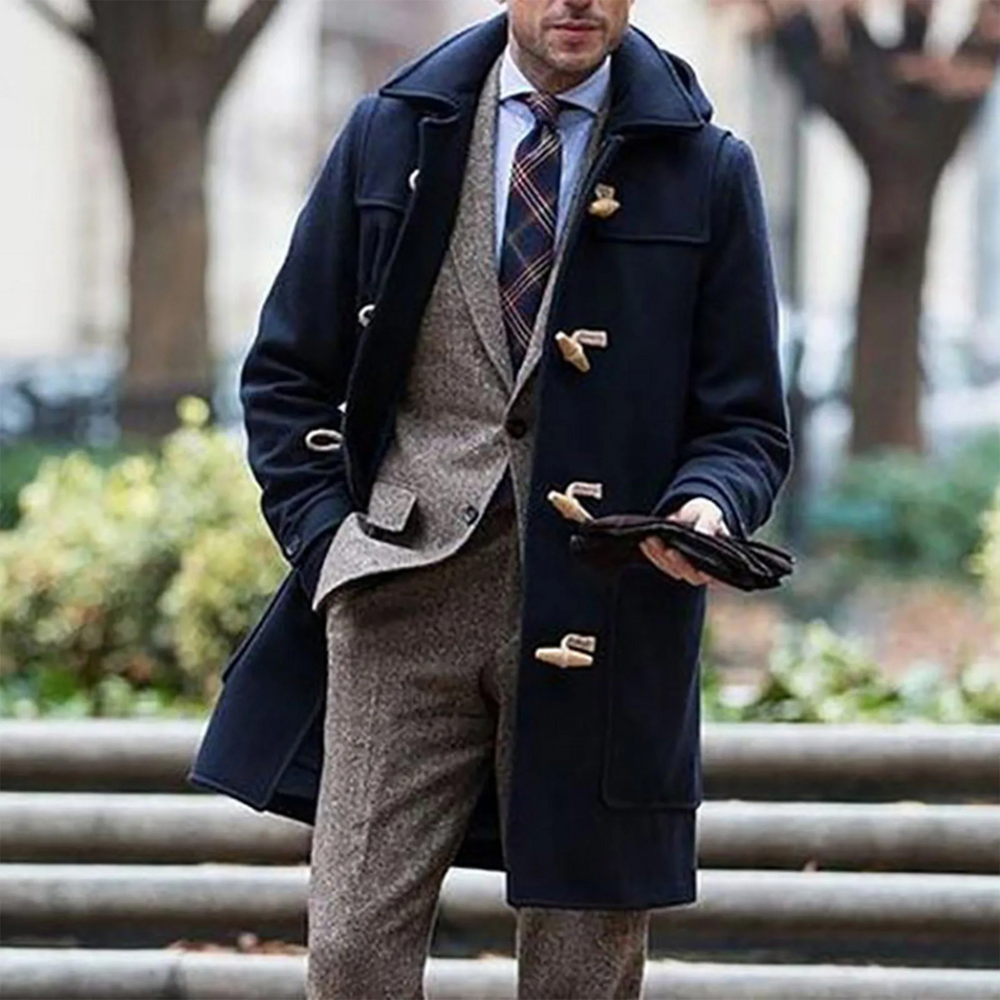 Men's Classic Duffle Coat | Wool | Toggle Closure | Winter - Navy