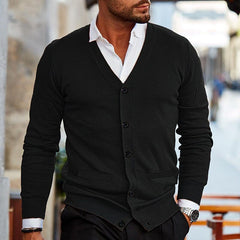 Men's Classic Knit Vest - Casual Cardigan | Autumn - Black