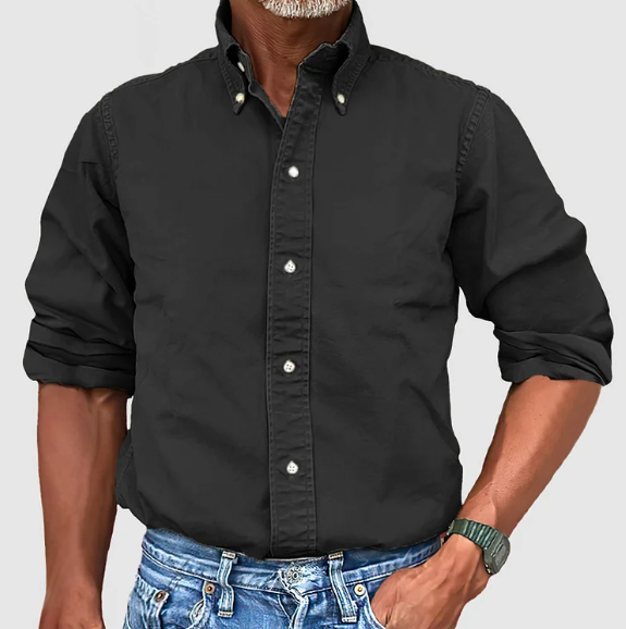 Men's Classic Long Sleeve Shirt - Timeless Everyday Style | Spring - Black