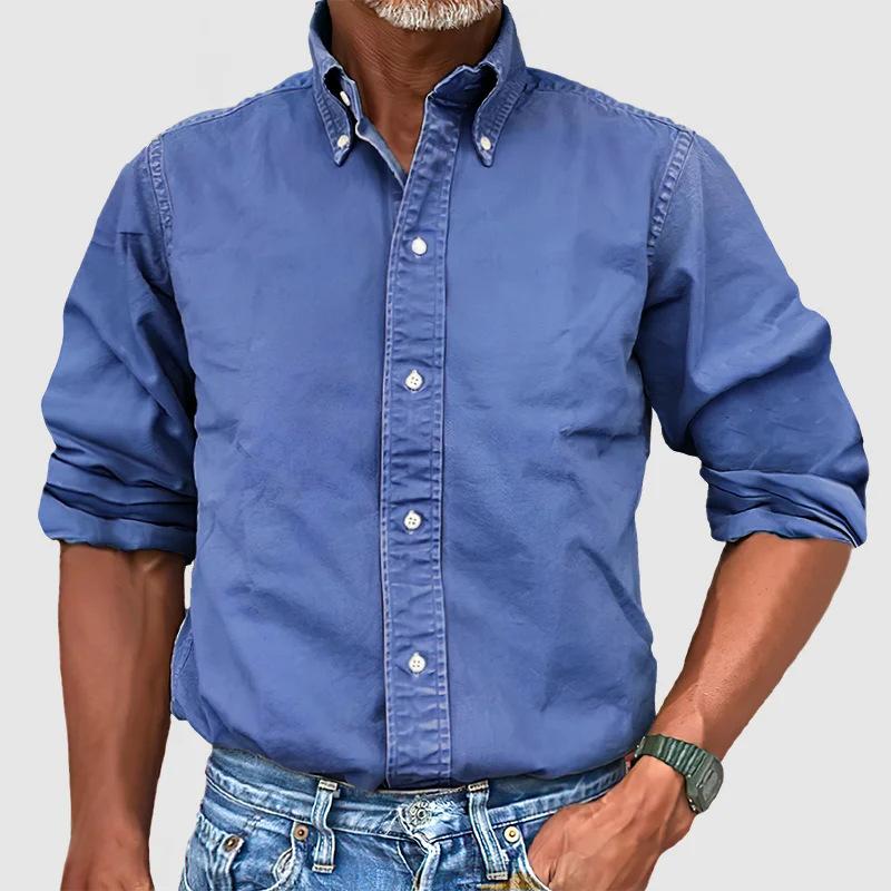Men's Classic Long Sleeve Shirt - Timeless Everyday Style | Spring - Blue
