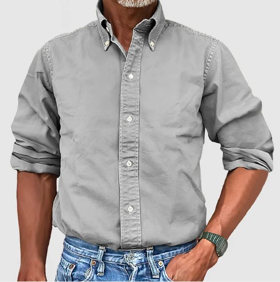 Men's Classic Long Sleeve Shirt - Timeless Everyday Style | Spring - Grey