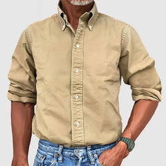 Men's Classic Long Sleeve Shirt - Timeless Everyday Style | Spring - Khaki