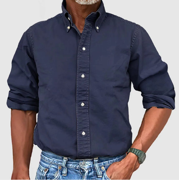 Men's Classic Long Sleeve Shirt - Timeless Everyday Style | Spring - Navy