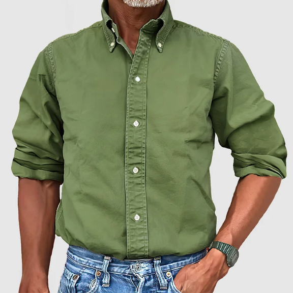 Men's Classic Long Sleeve Shirt - Timeless Everyday Style | Spring - Olive Green