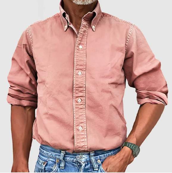 Men's Classic Long Sleeve Shirt - Timeless Everyday Style | Spring - Pink