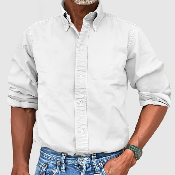 Men's Classic Long Sleeve Shirt - Timeless Everyday Style | Spring - White