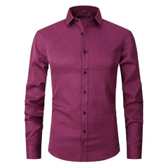 Men's Classic Shirt | Long Sleeve | Formal | Autumn - Wine Red