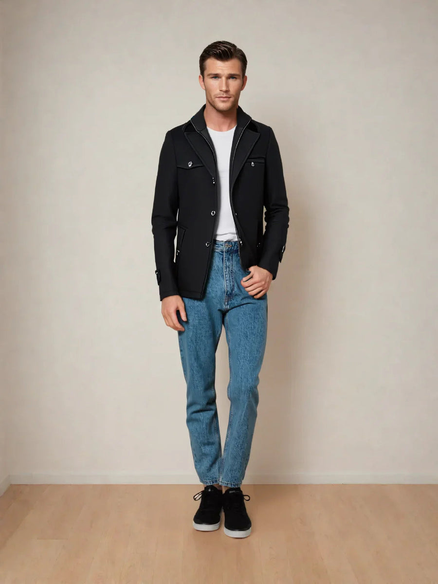 Men's Coat | Trench | Double-Breasted | Winter - Black