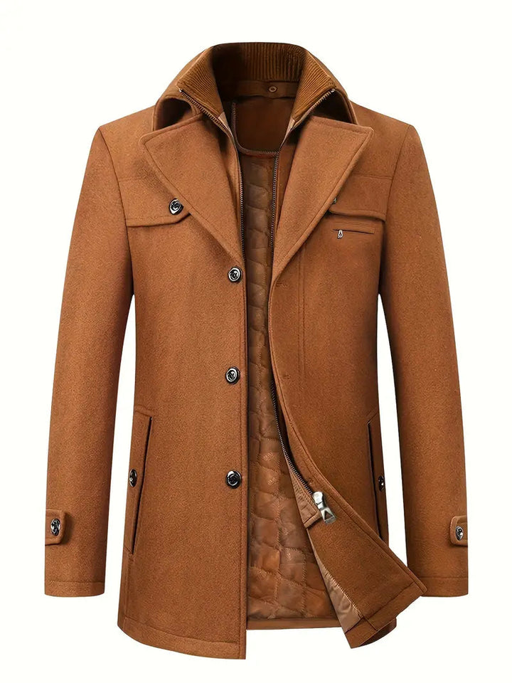 Men's Coat | Trench | Double-Breasted | Winter - Orange Yellow