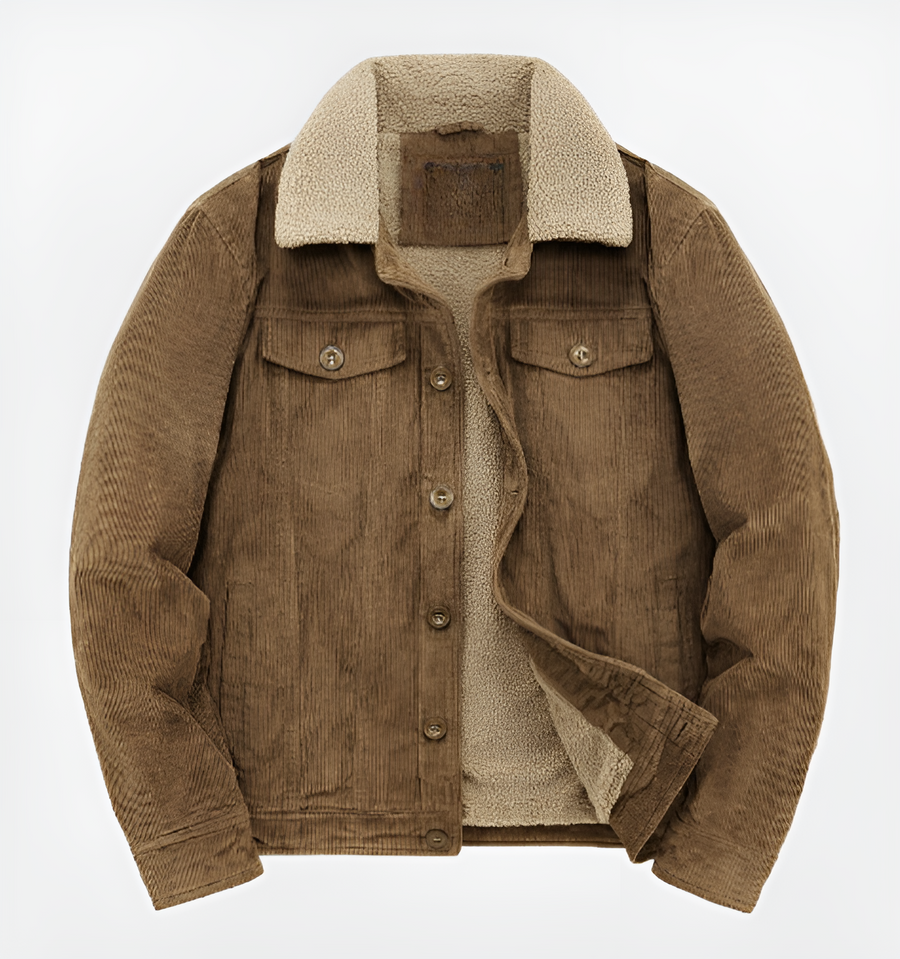 Men's Corduroy Jacket | Sherpa Collar | Winter - Khaki