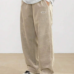 Men's Corduroy Pants - Loose-Fit Straight Leg | Autumn - Beige