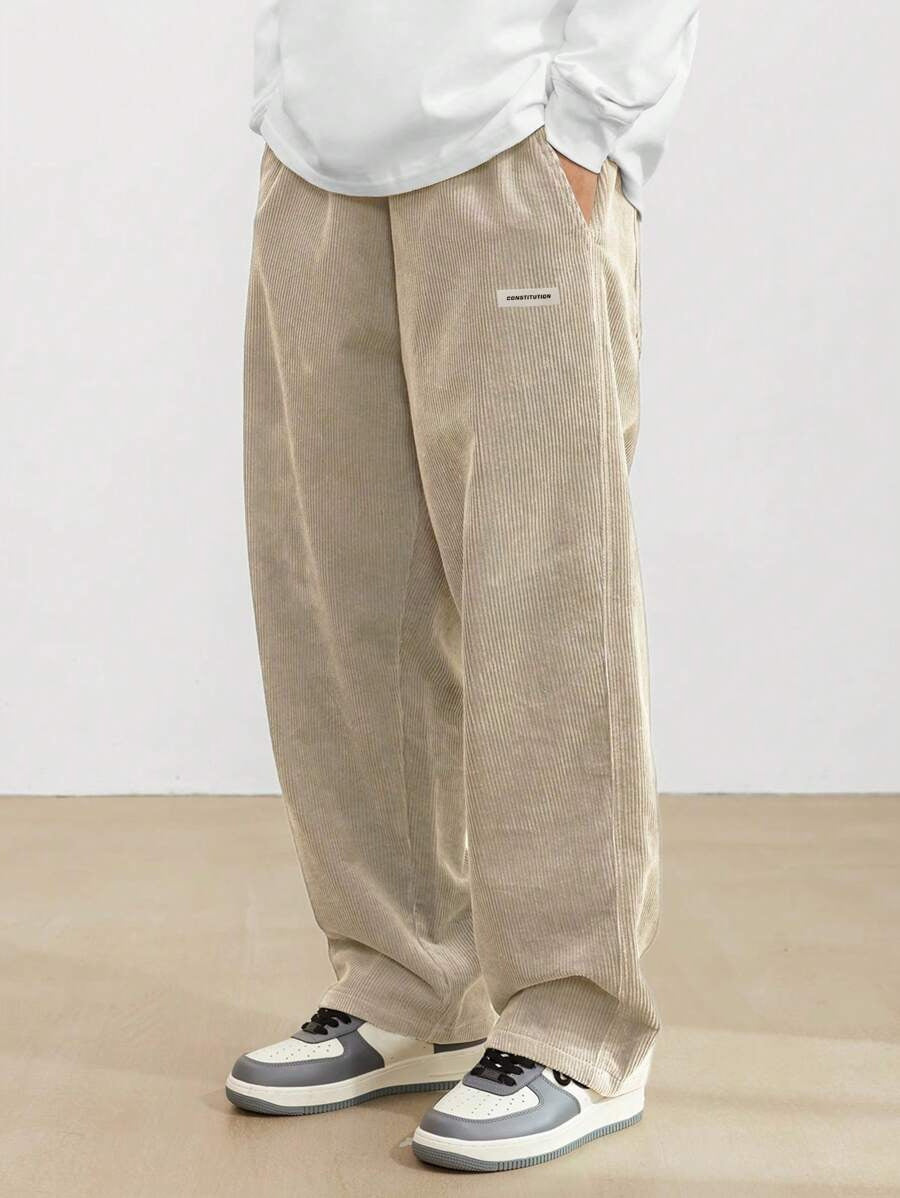Men's Corduroy Pants - Loose-Fit Straight Leg | Autumn - Beige