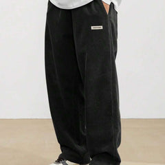 Men's Corduroy Pants - Loose-Fit Straight Leg | Autumn - Black
