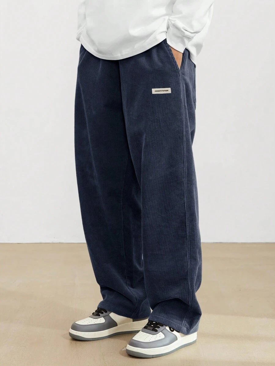 Men's Corduroy Pants - Loose-Fit Straight Leg | Autumn - Blue
