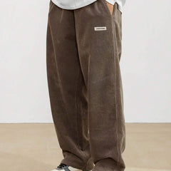 Men's Corduroy Pants - Loose-Fit Straight Leg | Autumn - Brown