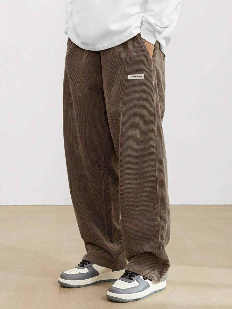 Men's Corduroy Pants - Loose-Fit Straight Leg | Autumn - Brown