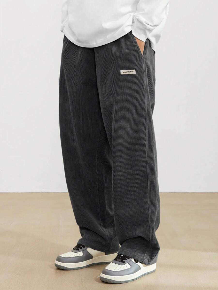 Men's Corduroy Pants - Loose-Fit Straight Leg | Autumn - Charcoal