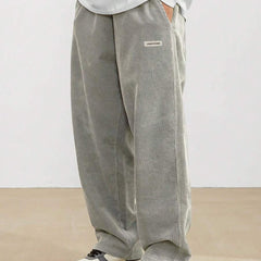 Men's Corduroy Pants - Loose-Fit Straight Leg | Autumn - Grey