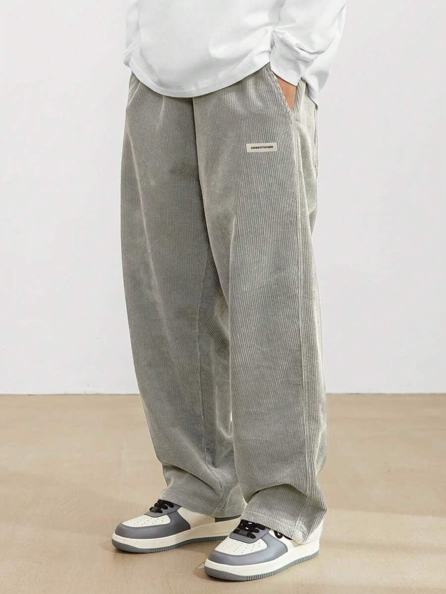 Men's Corduroy Pants - Loose-Fit Straight Leg | Autumn - Grey
