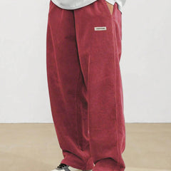 Men's Corduroy Pants - Loose-Fit Straight Leg | Autumn - Red