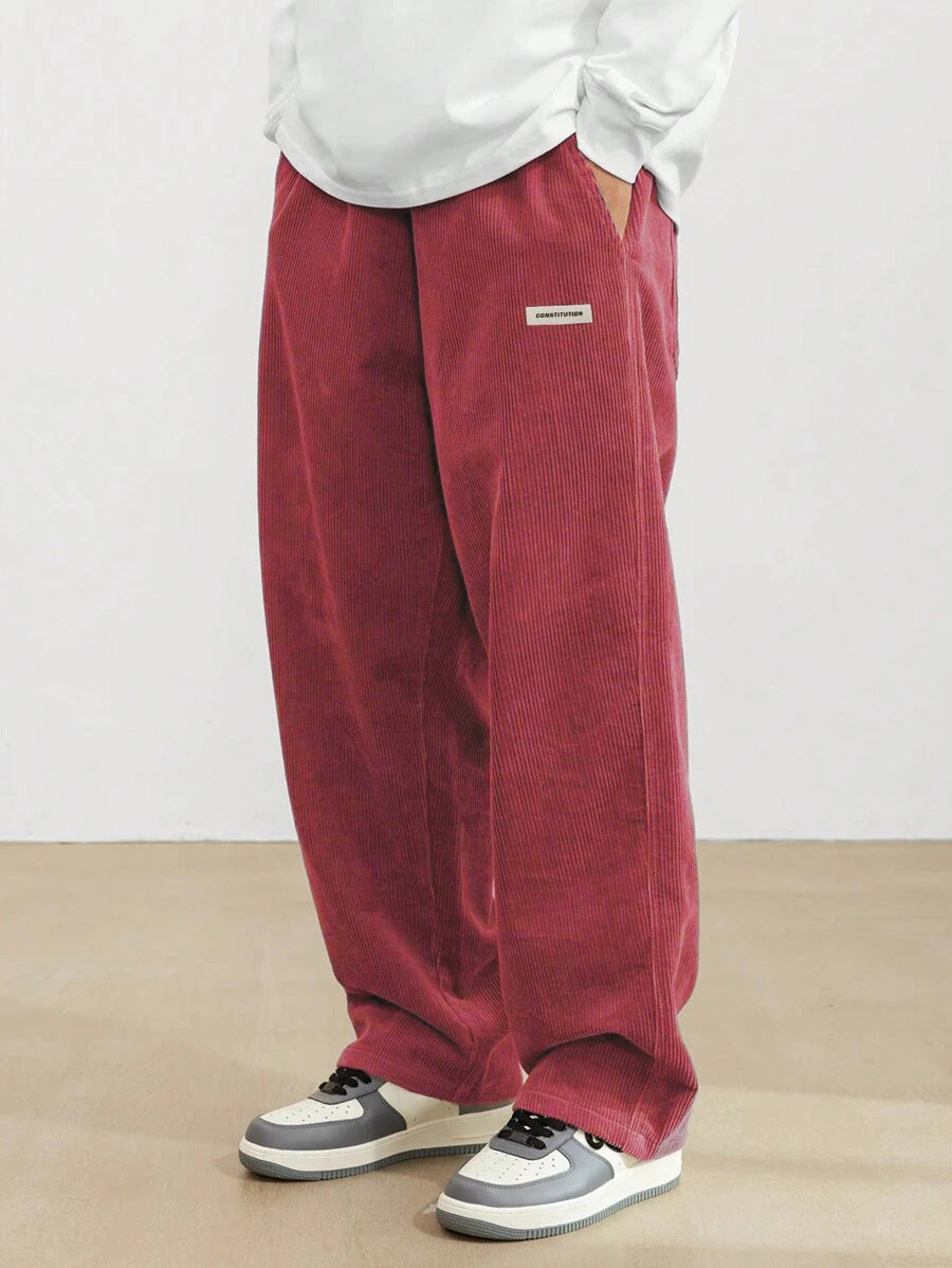 Men's Corduroy Pants - Loose-Fit Straight Leg | Autumn - Red
