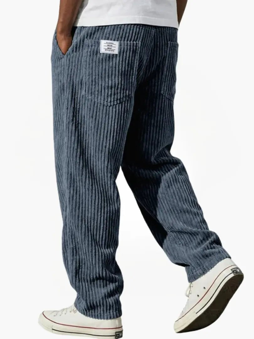 Men's Corduroy Pants Relaxed Fit Drawstring Waist | Autumn - Blue