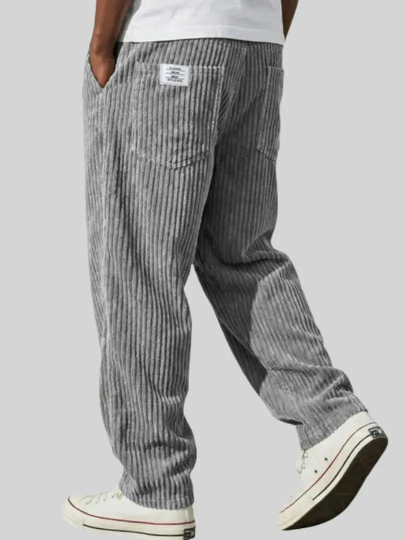 Men's Corduroy Pants Relaxed Fit Drawstring Waist | Autumn - Gray
