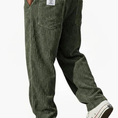 Men's Corduroy Pants Relaxed Fit Drawstring Waist | Autumn - Green