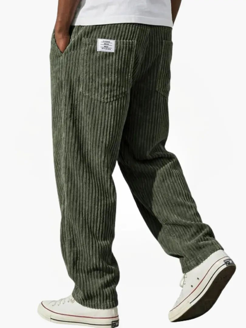 Men's Corduroy Pants Relaxed Fit Drawstring Waist | Autumn - Green
