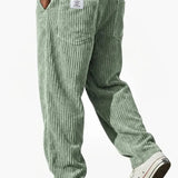 Men's Corduroy Pants Relaxed Fit Drawstring Waist | Autumn - Light Green