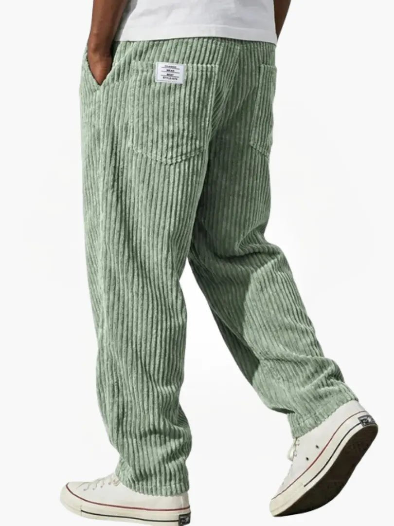 Men's Corduroy Pants Relaxed Fit Drawstring Waist | Autumn - Light Green