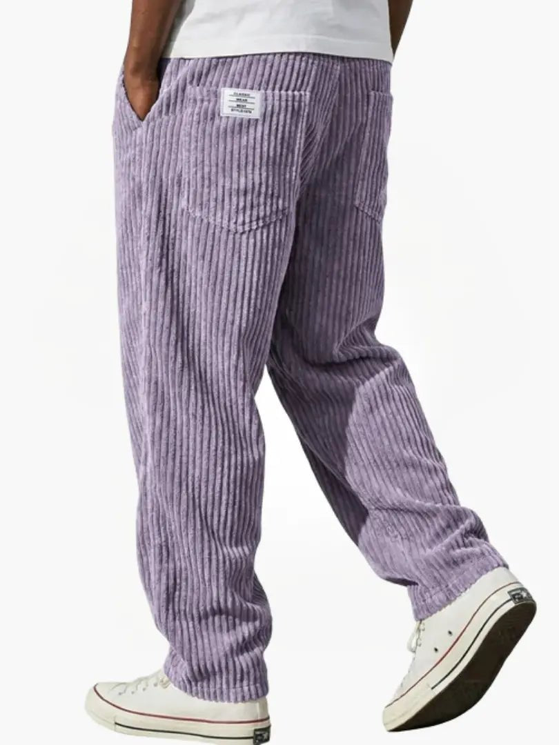 Men's Corduroy Pants Relaxed Fit Drawstring Waist | Autumn - Lilac