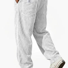 Men's Corduroy Pants Relaxed Fit Drawstring Waist | Autumn - White