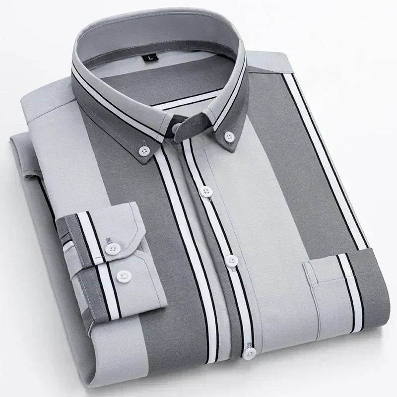 Men's Cotton Shirt - Classic Casual Style | Spring - Light Gray
