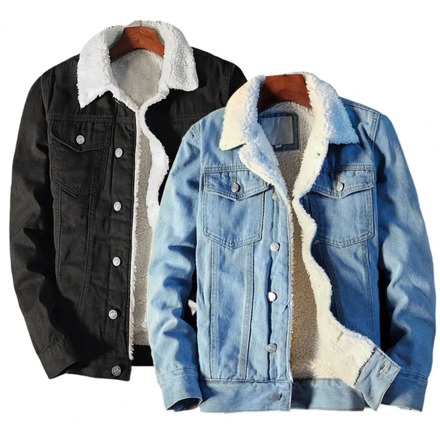 Men's Denim Fleece Jacket - Warm Winter Style