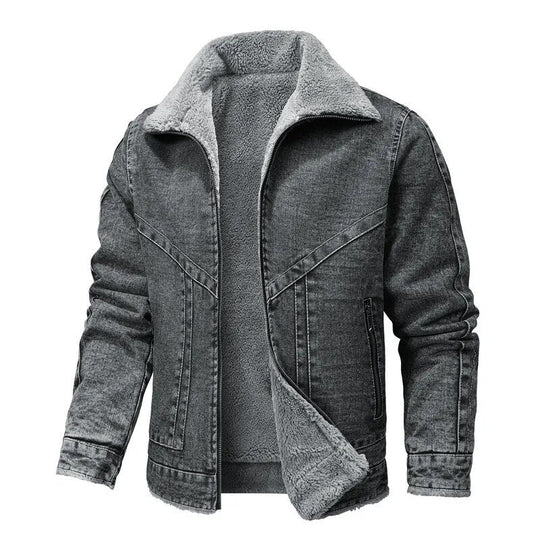 Men's Denim Jacket | Fleece Lined | Winter - Light Gray