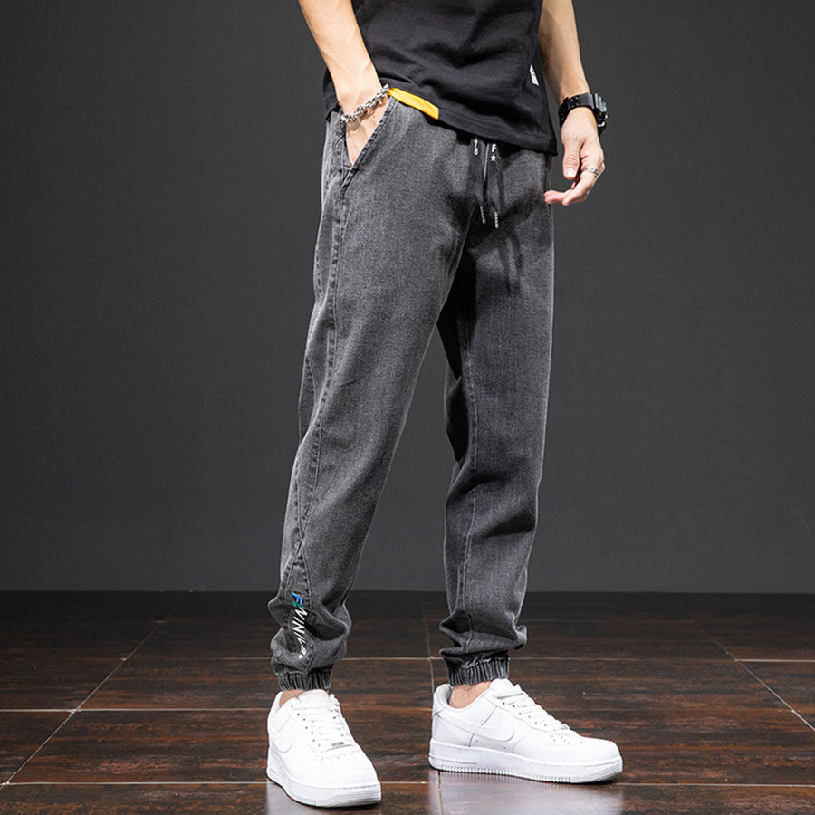 Men's Denim Jogger Pants - Casual Comfort Stretch | Fall - Black