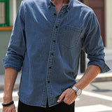Men's Denim Shirt | Light Wash | Autumn - Sea Blue